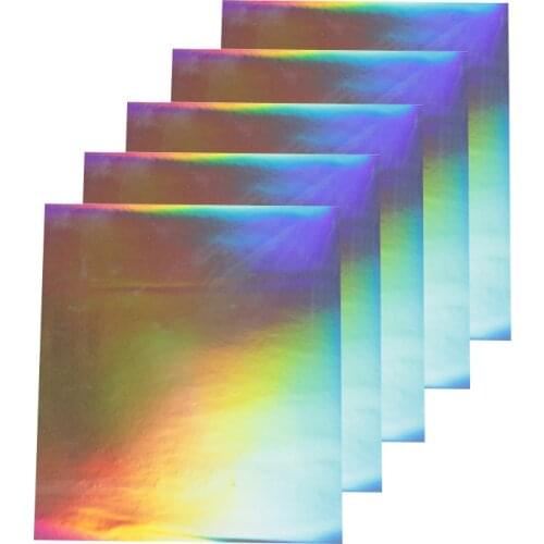HOHOFILM 5pcs Bundle A4 Laser Holographic Heat Transfer Vinyl HTV T-Shirts,Garments Other Fabrics Heat press Vinyl PU sample