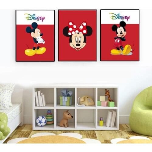 Disney Cute Cartoon Canvas Paintings Mickey Mouse Donald Duck Goofy Posters Anime Prints Wall Art Pictures for Room Home Decor