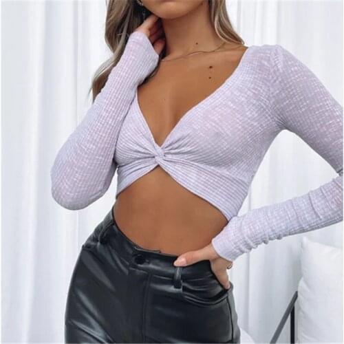 Twist Low Cut Neck Short Knit Sweaters Women Thin Cardigan Fashion Long Sleeve Sun Protection Crop Pullovers Ropa Mujer