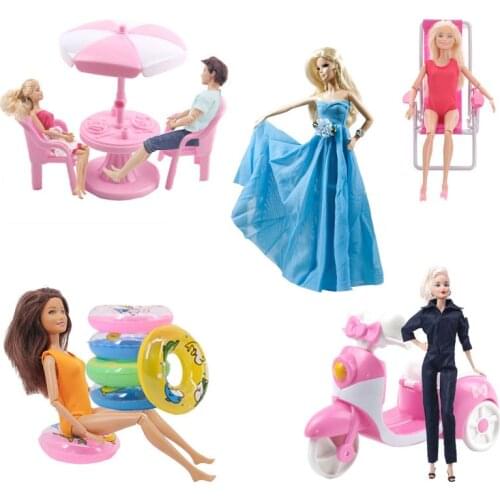 ZWSISU Doll MotorBike Car Chair Desk Beach Umbrella Luggage Closet Furniture Party Accessories For Barbies Generation Girl`s Toy
