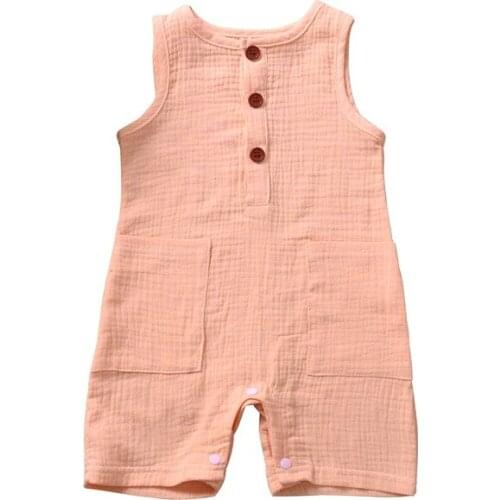 Baby Summer Clothes Newborn Jumpsuit Infant Girls Boys Pants Muslin Cotton Sleeveless Romper 0-2 Years