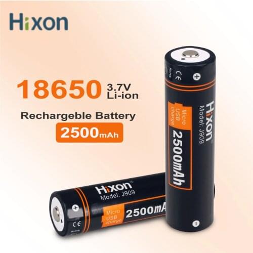 Hixon 100% Capacity 3.7V USB 18650 2500mAh Li-Ion Battery For Flashlight+ Micro-USB Charging Line, Switching Line