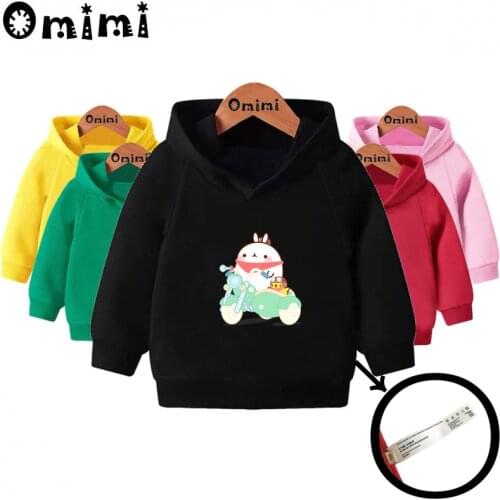 Molang and Piupiu Cute Cartoon Sweatshirts Children Hooded Hoodies Baby Cool Pullover Tops Girls Boys Autumn Clothes,KMT5217