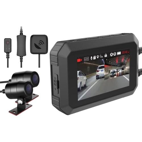 MT1 Motorfiets Dash Cam 2.7 "Lcd-scherm 1080P Motorbike Dvr Opname Camera Dual Lens Voor Achter Camera Wifi gps G-Sens Dashcam