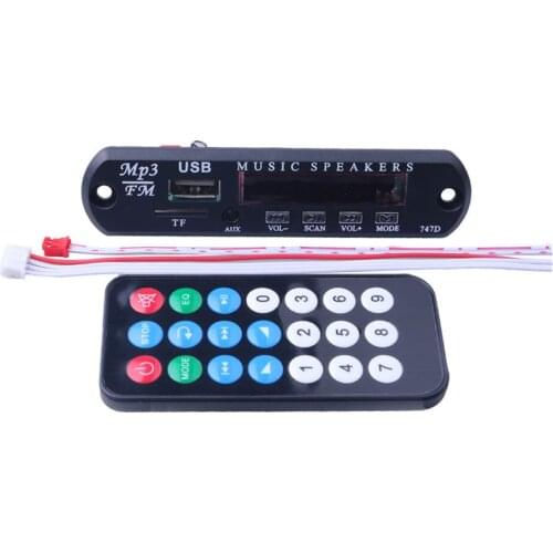 3.5 mm Jack 12V MP3 Decoder Board Hitam Remote SD MP3 Player Remote Control Module FM Usb 2.0 For Car Remote Music Speaker