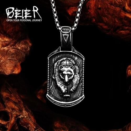 BEIER Charm Choker Rock Punk Tiger pendant necklace Unisex Stainless Steel for man women Animal jewelry dropshipping BP8-413