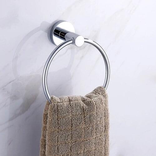 Stainless Steel Round Style Wall-Mounted Towel Ring Holder Hanger Bathroom