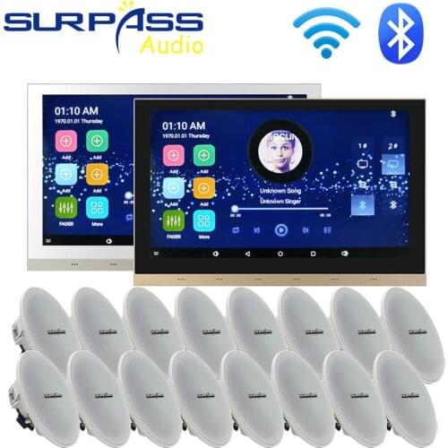 Touch Screen WiFi Wall Amplifier Android Bluetooth HiFi Stereo Background Music 16*15W Power Ceiling Speaker Home Theater System