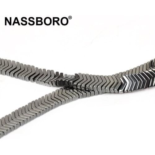 Natural V Shape Hematite Beads Loose Spacer Stone Beads Necklace Earrings Bracelet Jewelry Making DIY Accessories NASSBORO