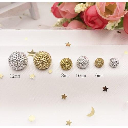 New silver and gold Resin 6/8/10/12mm 3D half Ball beads Flatback Rhinestone applique scrapbook DIY buttons ornaments SF691-697