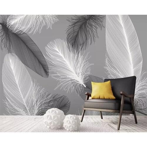 Beibehang Wallpaper custom 3D modern Nordic high-grade feather background wall photo bedroom living room mural wallpaper