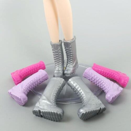 5Pairs/lot Mix Random Colors Doll Shoes Fashion Doll Shoes For Barbie Doll High Boots Booties Shoes Dolls Accessories DIY Toy