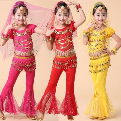 Girls Bollywood Indian Performance Handmade Clothes Kids Belly Dance Costumes Sequin Stage BellyDance Oriental Dance wear
