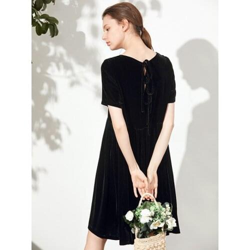 High Waist Solid Velvet Vintage Midi Dress Women Short Sleeve Loose Back Hollow Out Slim Dresses Plus Size Vestidos M-6XL 7XL