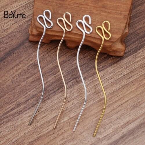 BoYuTe Factory Wholesale (50 Pieces/Lot) 120*2MM Snake Shape Metal Iron Hair Stick Diy Hand Made Jewelry Accessories Wholesale