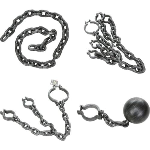 Halloween Plastic Handcuffs Shackles Iron Chain Big Iron Ball Crew Acting Props Prisoner Dress Up Props Handcuffs Drop Ship