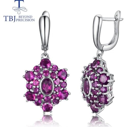 Rhodolite clasp earrings natural gemstone fine jewelry 925 sterling silver fashion design for girls tbj promotion 2020 new style
