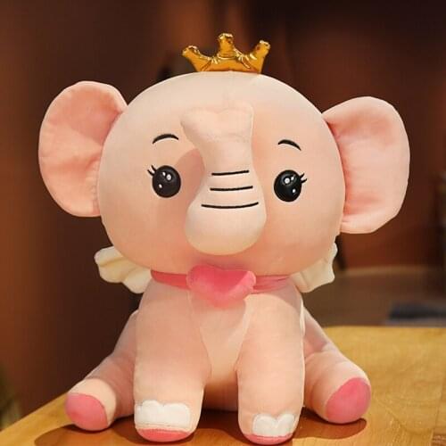 35-65cm Cute Angel Elephant Plush Toys Cartoon Sleeping Stuffed Pillow Doll Soft Cushion Bolster Birthday Gift for Kids