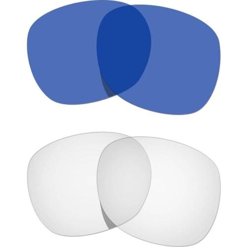 HKUCO For Garage Rock Sunglasses Replacement Polarized Lenses 2 Pairs - Transparent&Transparent Blue