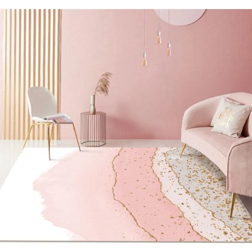 Modern Nordic Large Carpet Living Room 3D Print Gold Pink Colorful Abstract For Kitchen Bedroom Area Rug Custom Home Mat