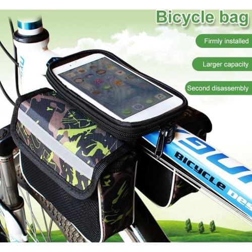 Bike Frame Bag Phone Holder with Zip Closure for iphone 6.2" inch Touch Screen Waterproof Cycling Storage Bag