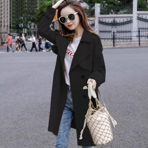 2021 New Trench Casual Autumn Trench Coat with sashes oversize double breasted Vintage Cloak Overcoats Windbreaker