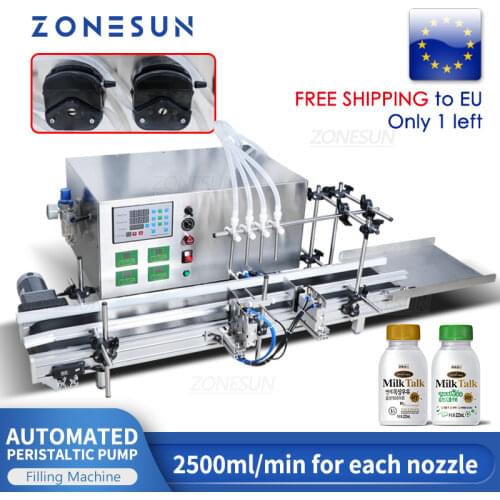 ZONESUN Automatic Desktop Peristaltic Pump Perfume Milk Juice Liquid Filling Machine Water Filler With Conveyor