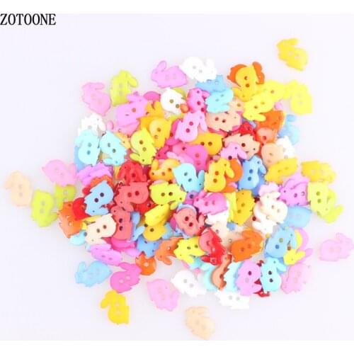 ZOTOONE Multicolor 100pcs 18*13MM 2 Holes Mixed Rabbit Wooden Decorative Buttons Fit Sewing Scrapbooking Animal Crafts for Kids