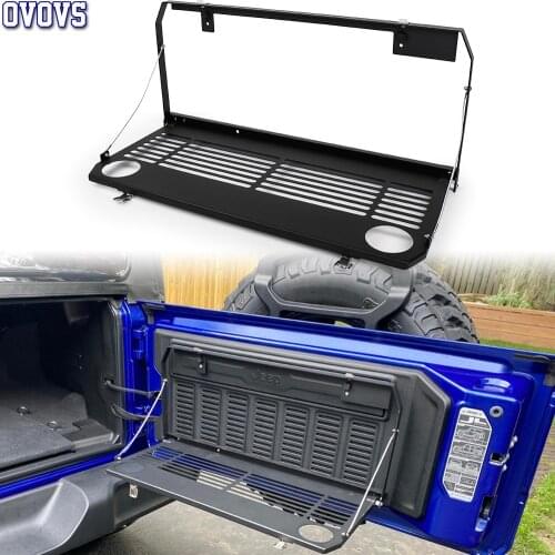 1Pc Tailgate Table Rear Door Foldable Shelf Storage Bracket Accessories Aluminum Off-Road Travel for Jeep Wrangler JL 2018-2019