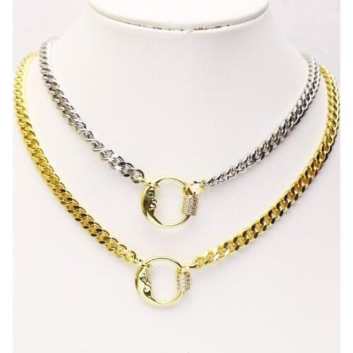 10Pcs Round charms Metal chain Necklace Punk chain hip pop necklace jewelry necklace Long necklace women jewelry 8205