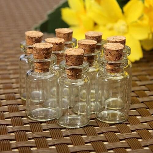 10pcs Small Clear Glass Jars Message Vials Mini 24*12mm Bottle DIY Glass Containers Cork Stopper Bottle