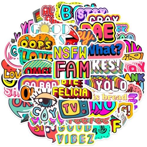 25/50PCS Cartoon english alphabet Graffiti DIY Car Bike Travel Luggage Phone Guitar Waterproof PVC Cool Stickers for Kid