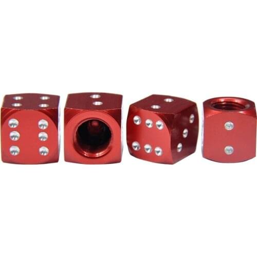 4pcs Aluminium Dice Red Wheel Tire Air Valve Caps for Car Truck Bike Bicycle Wheel Rims Accessories Delicate Car Tyre Dust Cap