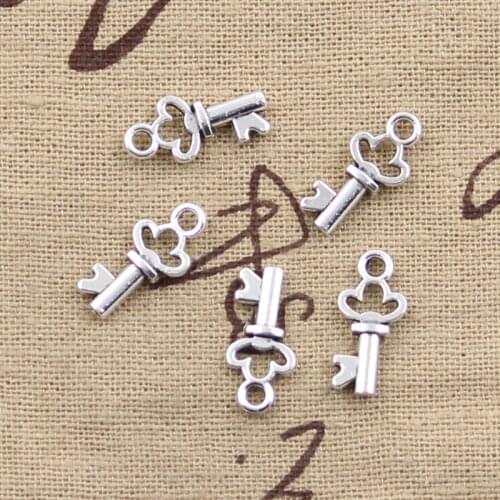 50pcs Charms Most Key 17x7mm Handmade Craft Pendant Making fit,Vintage Tibetan Bronze Silver color,DIY For Bracelet Necklace