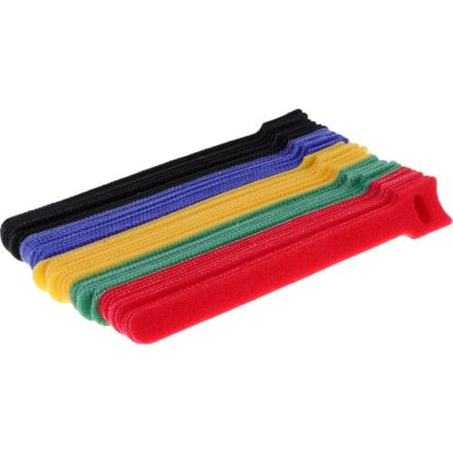 50 Pieces Self Adhesive Hook Loop Cable Ties Fastener Straps Cord Organizer 15cm