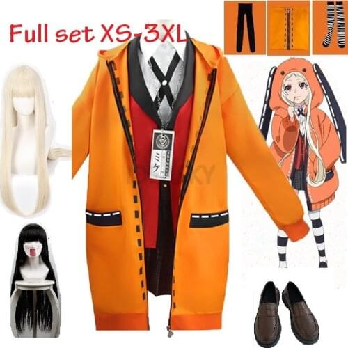 Anime Kakegurui School Girl JK Uniform Hoodie Rune Runa Yomotsuki Cosplay Costume Kirari Yumeko Jabami Halloween Dress Women