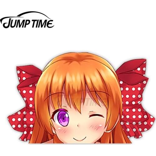 Jump Time 13 x 8.2cm Car Decals Sakura Chiyo Funny Anime Car Stickers Trunk Wiper Surfboard SUV JDM Peeker Vinyl Decoration