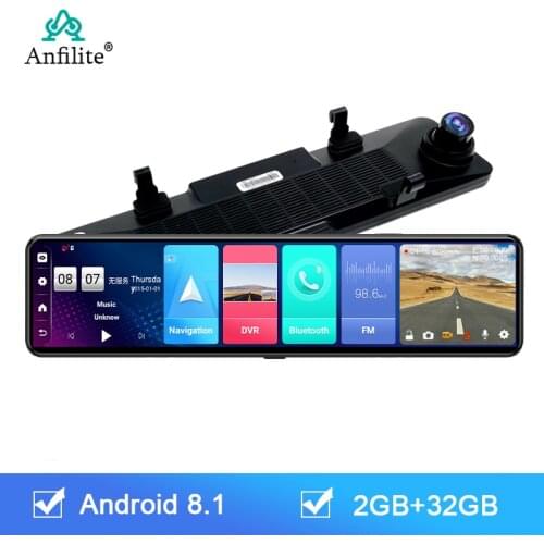 Anfilite 12" 4G ADAS Car Dashcam Android 8.1 WiFi DVR Camera 1080P Video recorder Dash Cam 2+32G Rearview mirror GPS Navigator
