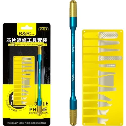 B&R IC Chip NAND CPU Glue Remove 13 in 1 Disassemble Rework Thin Blade for Phone Motherboard BGA Repairing Scrapper