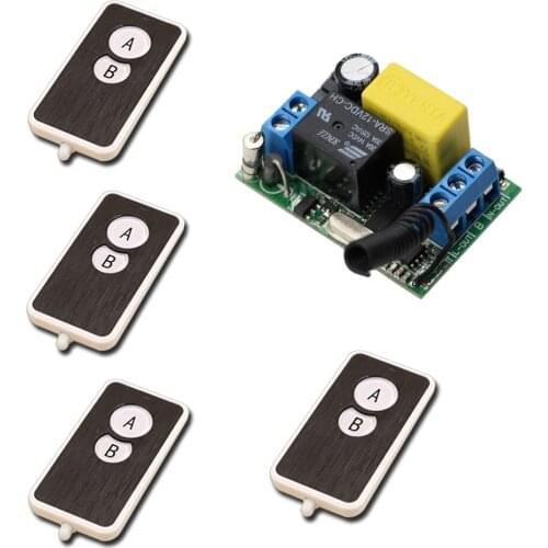 New 220V AC Wireless Remote Controller Wireless Power Switch System 1 Receiver& 4 Transmitter 1CH 10A Light Lamp LED SMD ON OFF