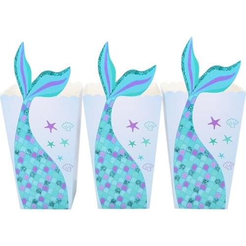 10 Pcs Mermaid Unicorn Popcorn Paper Bag Childrens Day Candy Packaging Bag For Kids Family Movie Popcorn Tool