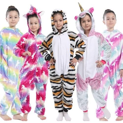 One Piece Hooded Jumpsuits Childrens Sleepwear Kigurumi Unicorn Pyjamas Baby Girl Pajamas Panda Dinosaur Kigurumi Pajamas