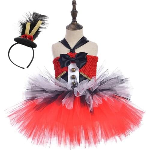 Circus Performance Clothing Girl Tulle Tutu Dress Pageant Stage Halloween Costume Kids Birthday Rock Band Costume Couture Dress