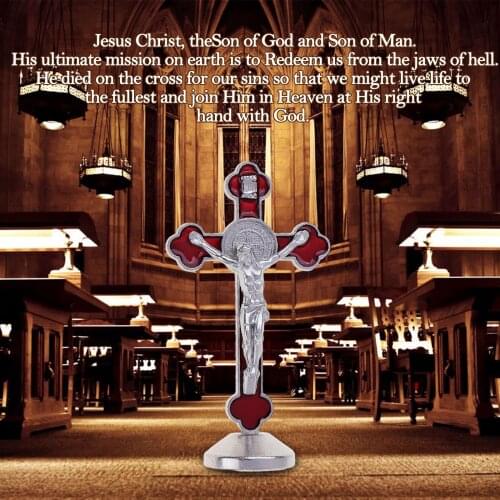 Durable Magnetic Bottom Cross Statue Crucifix Jesus Christianity Accessory for House Chapel Decoration Crafts