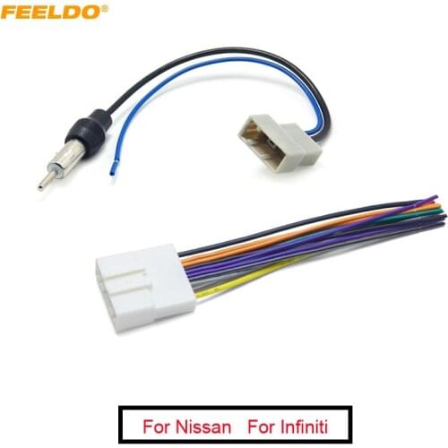 FEELDO 1Set Car CD Audio Stereo Wiring Harness Antenna Adapter For Nissan/Subaru/Infiniti Install Aftermarket CD/DVD Stereo