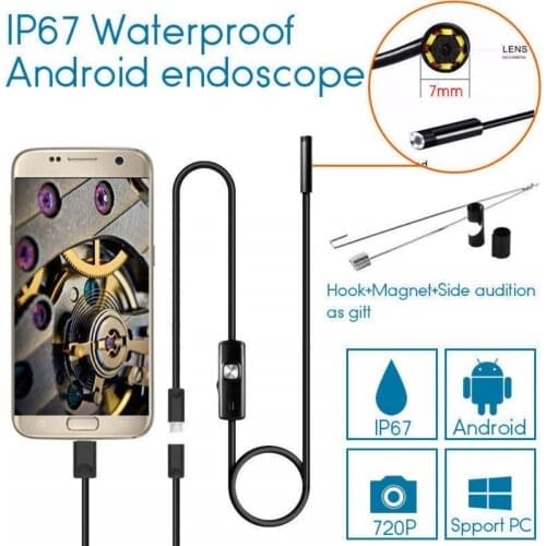 5.5mm 7mm Endoscope Camera Flexible IP67 Waterproof Inspection Borescope Camera for Android Micro Usb PC Notebook Sewer Led Cam