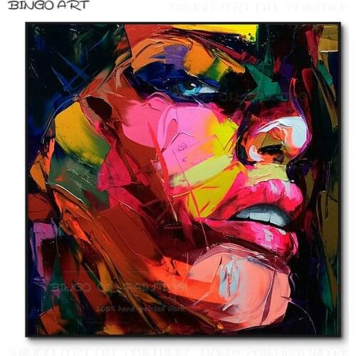 Top Artist Hand-painted High Quality Colorful Portrait Knife Painting on Canvas Françoise Nielly Abstract Figures Oil Painting