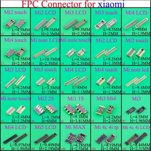 YuXi Touch & LCD Display Screen FPC Connector/display motherboard FPC For Xiaomi 2/3/4/Note for Redmi Note on motherboard