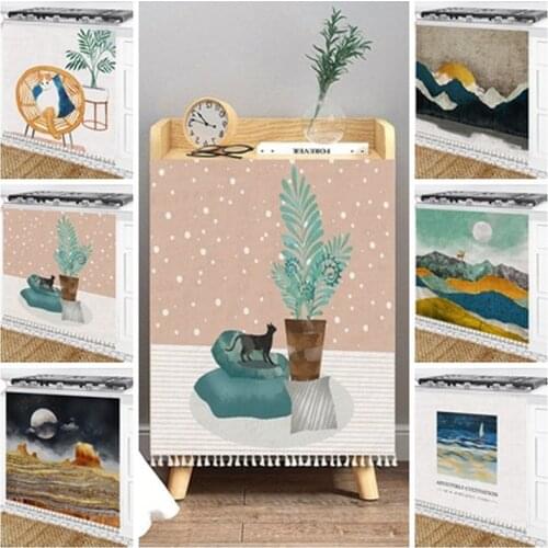 Nordic Short Curtains Dustproof Half-curtain for Kitchen Storage Shelf Wardrobe Cover Printed Window Cabinet Curtain Home Decor