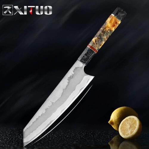 XITUO 8 Inch Kitchen Chef Knife 7 Layer Composite 440C Steel Professional Japanese Knife Cleaver Slicing Gyuto Octagonal Handle